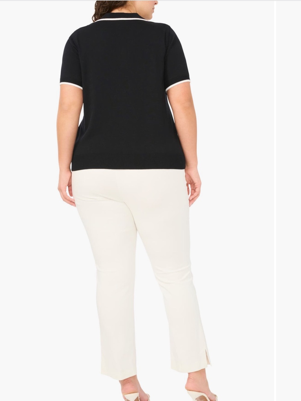 Women’s Halogen Black Knit Polo with White Trim, 3X - Picture 9 of 12